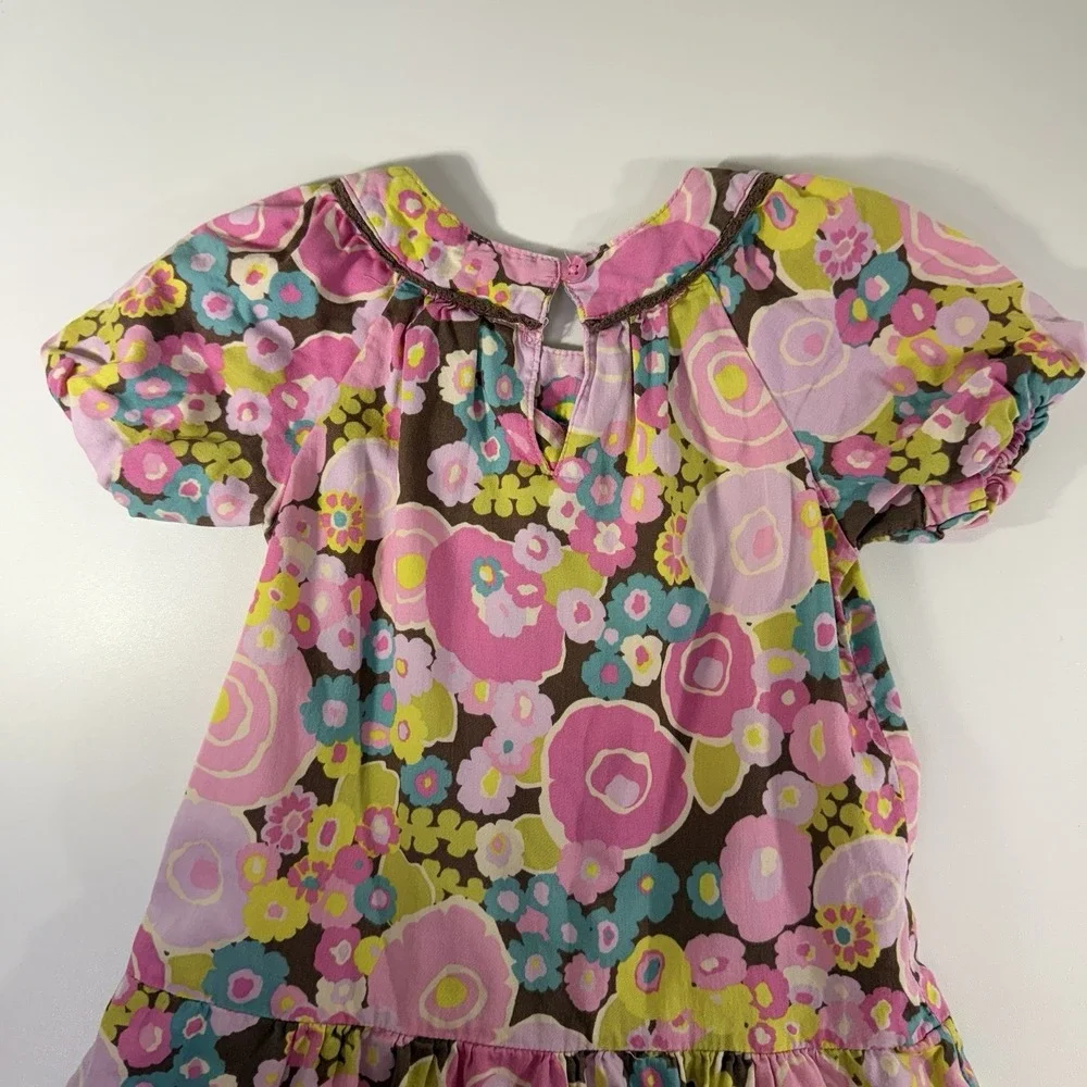 Oshkosh Baby Toddler Girl Brown Pink Floral Dress 3T Kids 100% Cotton Y2K‎ 2000s